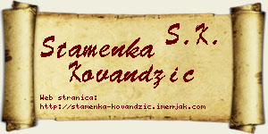 Stamenka Kovandžić vizit kartica